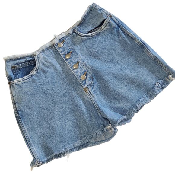 Wrangler Raw Edge Cut Off 5 Button Distressed Light Wash Cotton Jean Shorts 11 - Picture 1 of 10